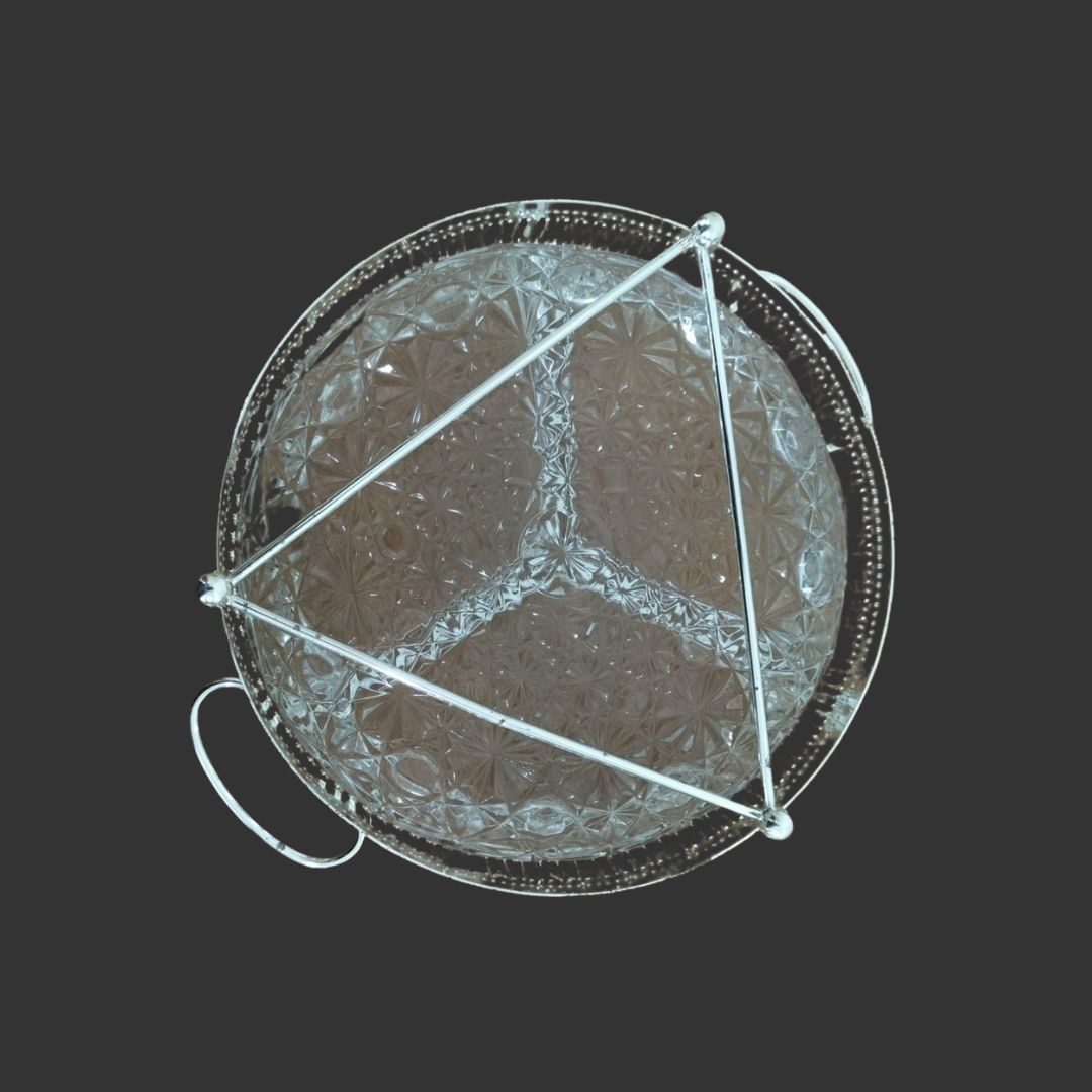 Silver Plated And Glass Hors D'oeuvre Dish
