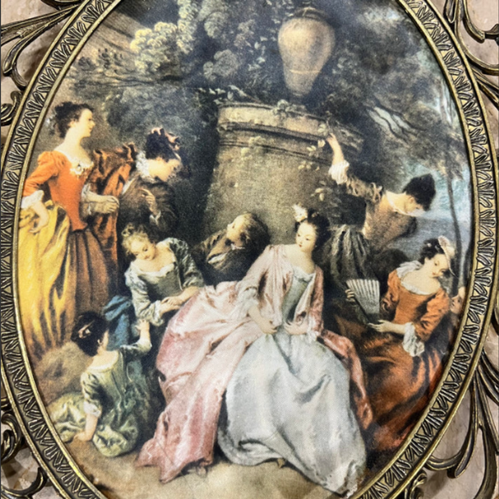 Silk Print In A Brass Frame