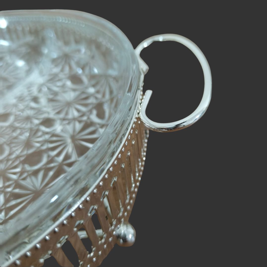 Silver Plated And Glass Hors D'oeuvre Dish