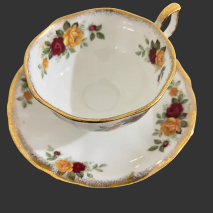 A trio of cups and saucers