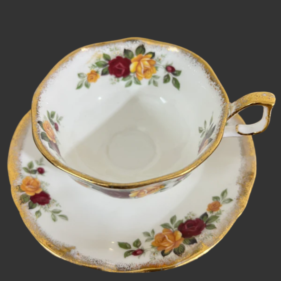 A trio of cups and saucers