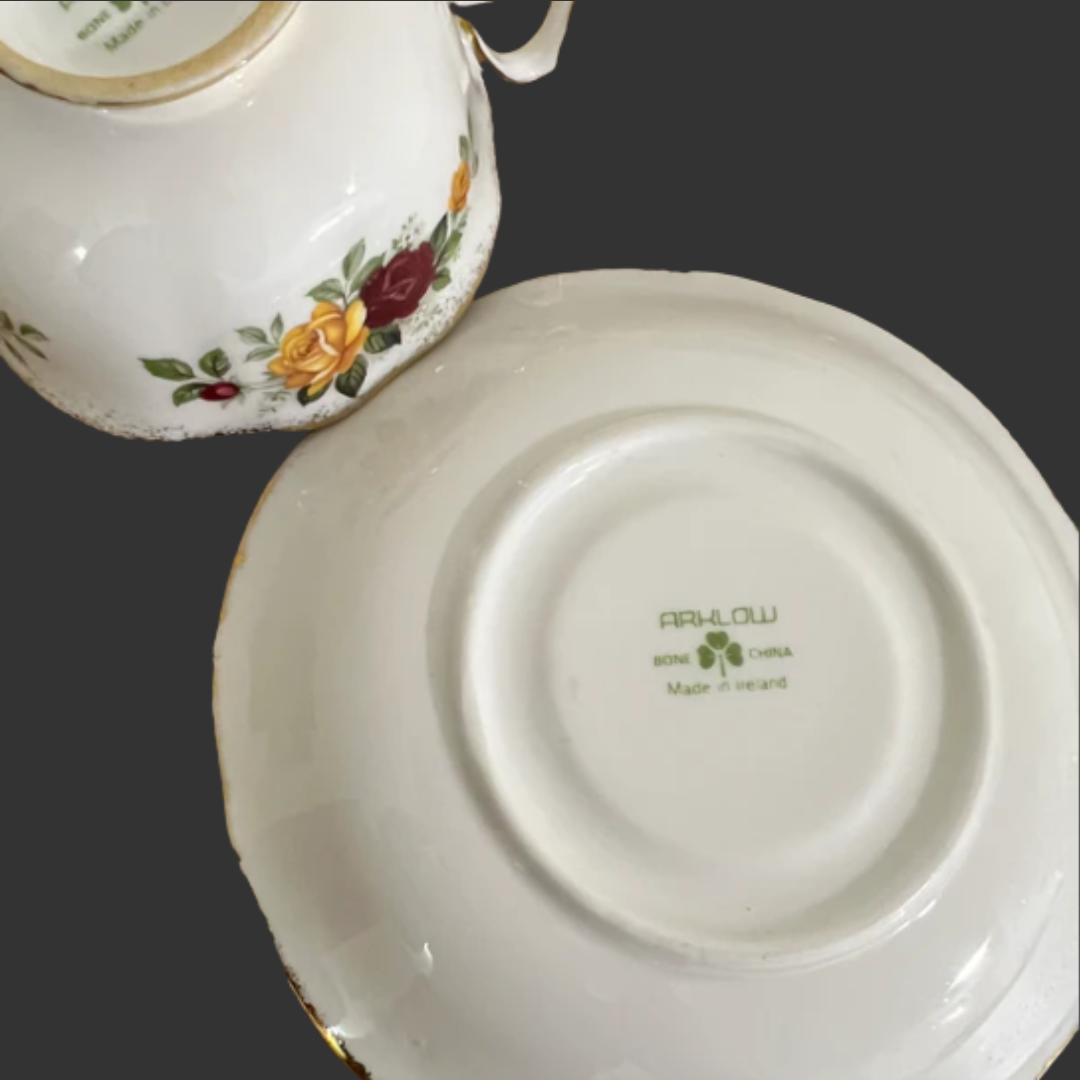 A trio of cups and saucers