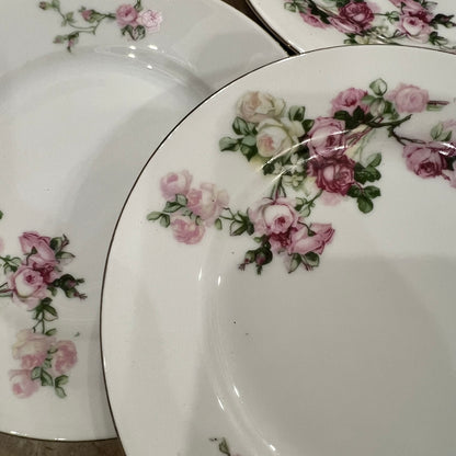 Set of ceramic plates with floral designs on a white background