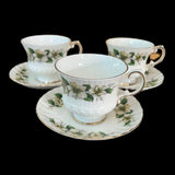 A trio of cups and saucers