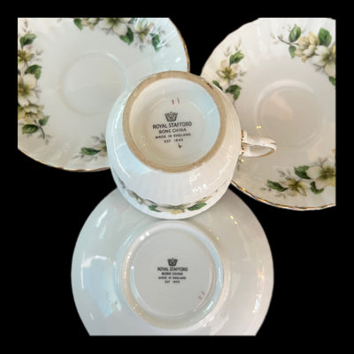 A trio of cups and saucers