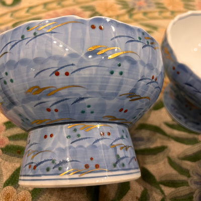 Hand painted bowls with stand