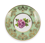 Bone China Teacup Set Green | Pink Cabbage Rose